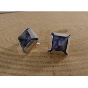 Sterling Silver Sodalite Pyramis Stud Earrings