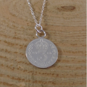Sterling Silver Threepence Necklace