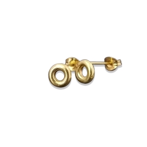 18k yellow gold mini torus stud earrings - gold studs on white background