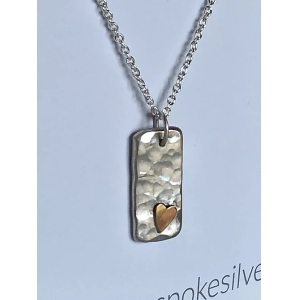 Hammered Bar and Heart Necklace