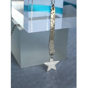 Hammered Bar and Star Necklace