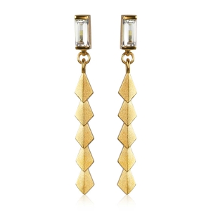 Zen Pathway Drop Earrings in gold vermeil with white topaz