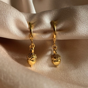 Acorn Drop Huggie Hoops