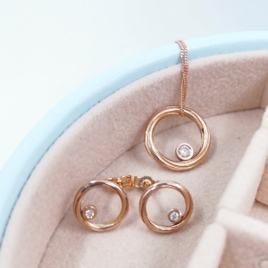 9ct Rose Gold & Diamond Twist Continuum Pendant and Earrings Set