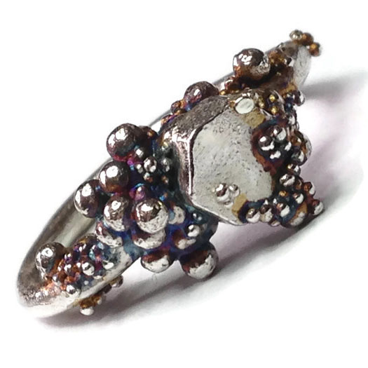 Sterling Silver HEX RING oxidised
