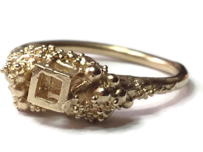 9ct Yellow Gold open cube ring