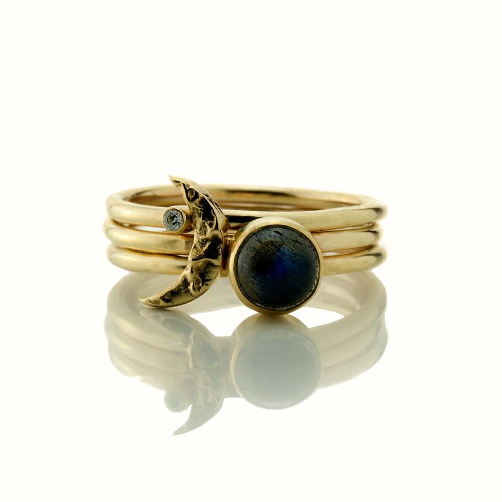 Gold Moon Midi Stacking Ring Set