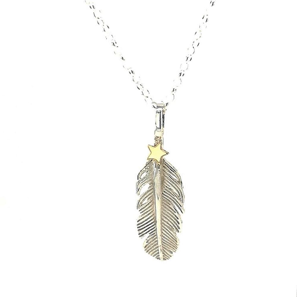 Gold Star Feather Necklace