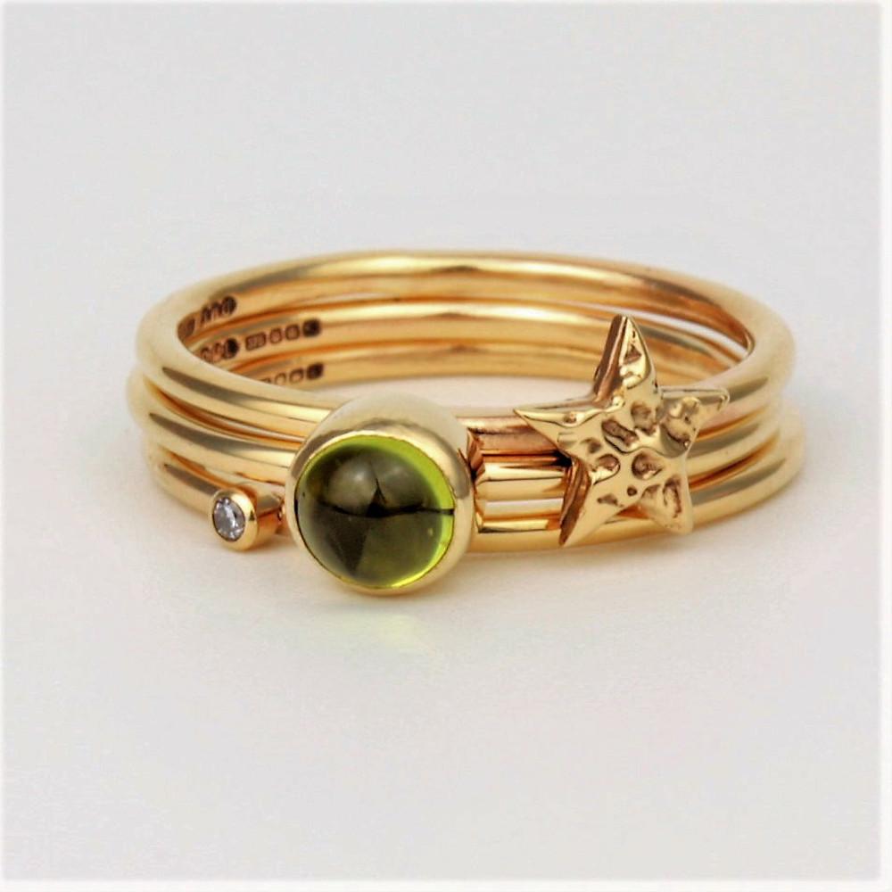 Gold Star Midi Gemstone Stacking Ring