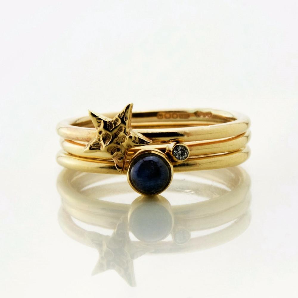 Gold Star Universe Midi Rings - 5mm Gemstone
