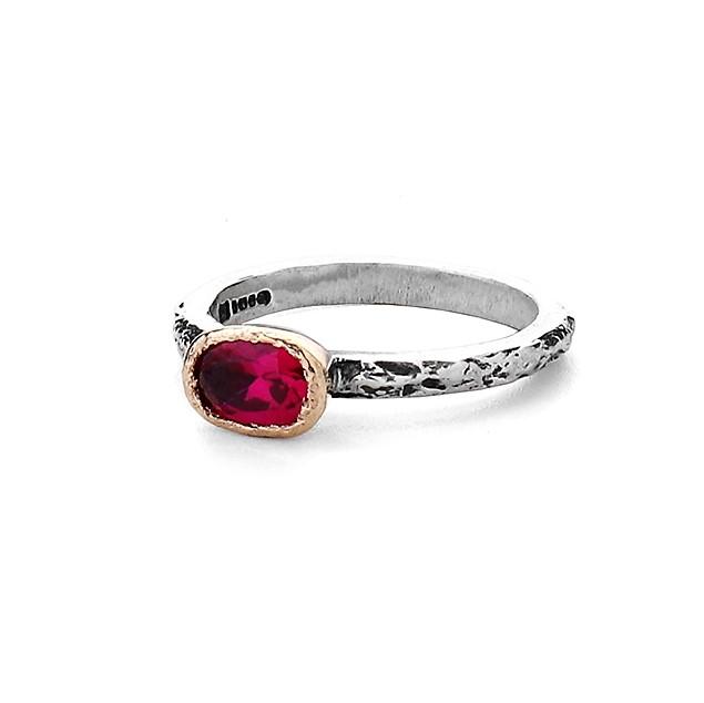 Oval Pink Tourmaline Textured Treasure Ring