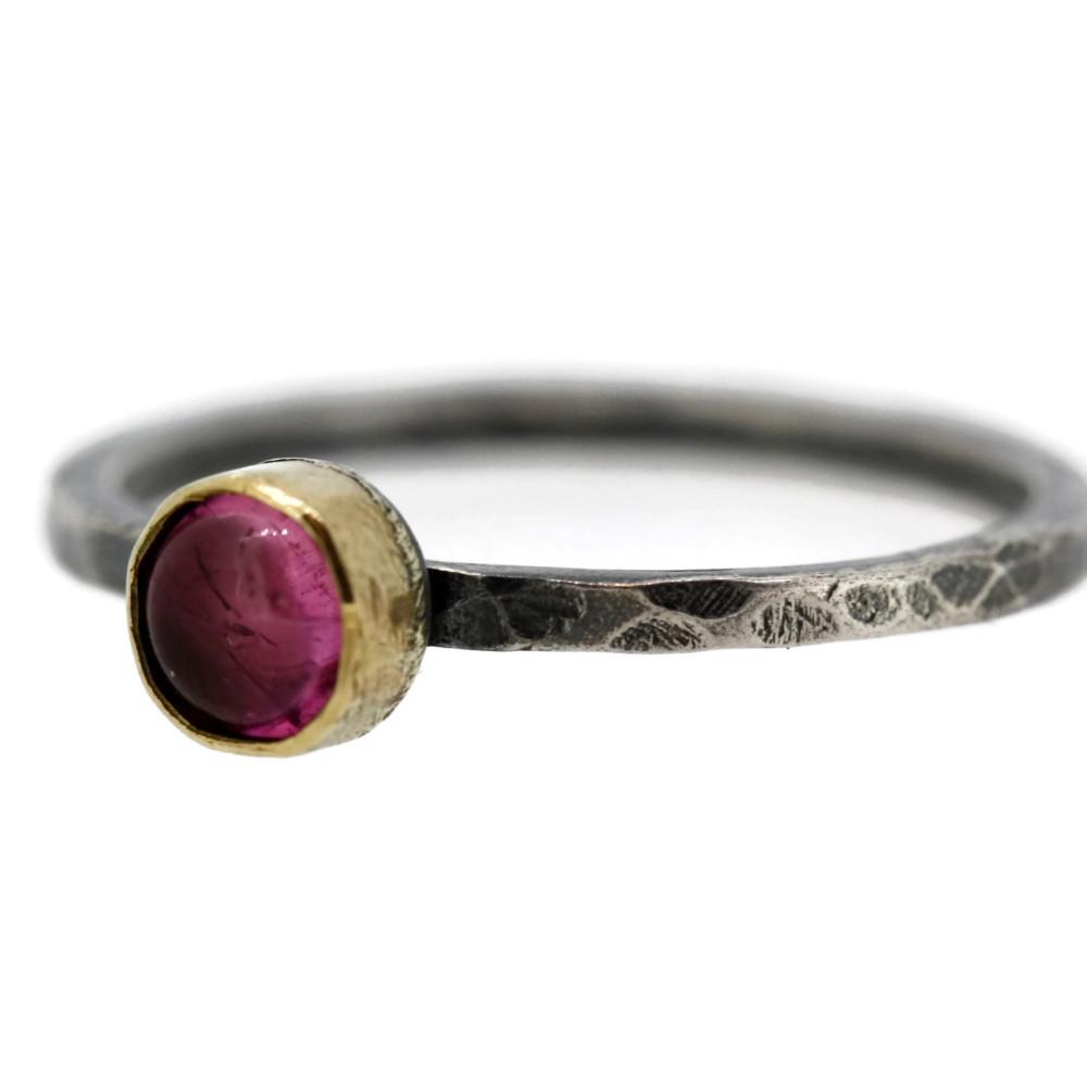 Pink Tourmaline mixed metal silver and gold ring