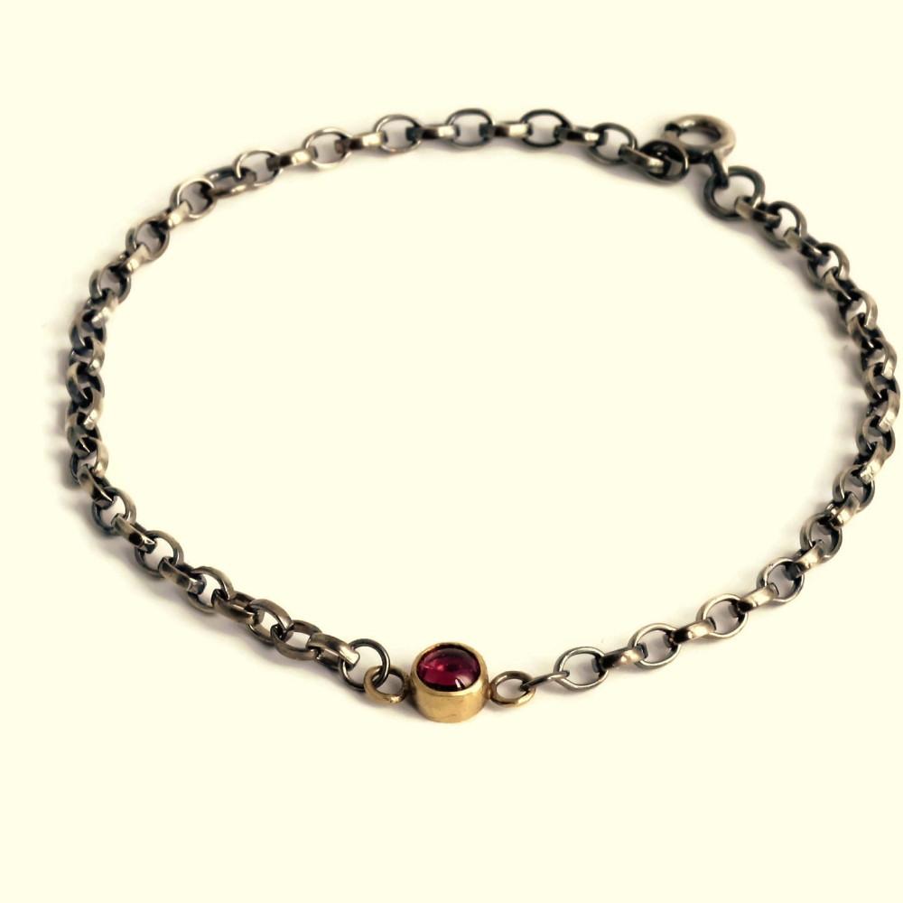 Pink Tourmaline Silver & Gold blossom Bracelet