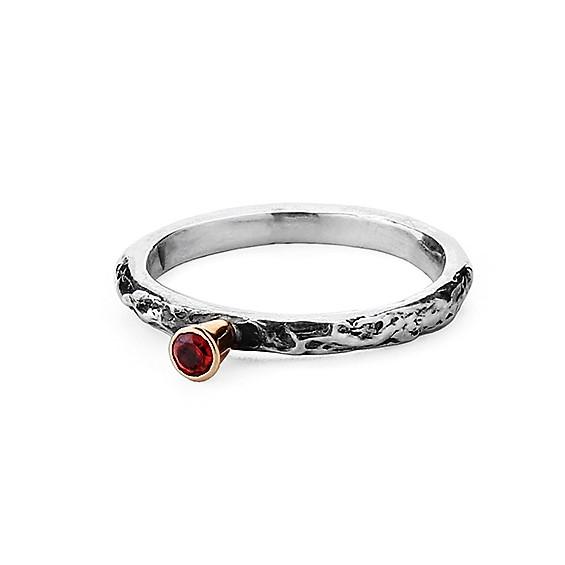Slim Garnet Textured Treasure Ring