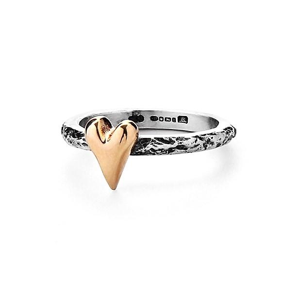 Slim Gold Heart Textured Treasure ring