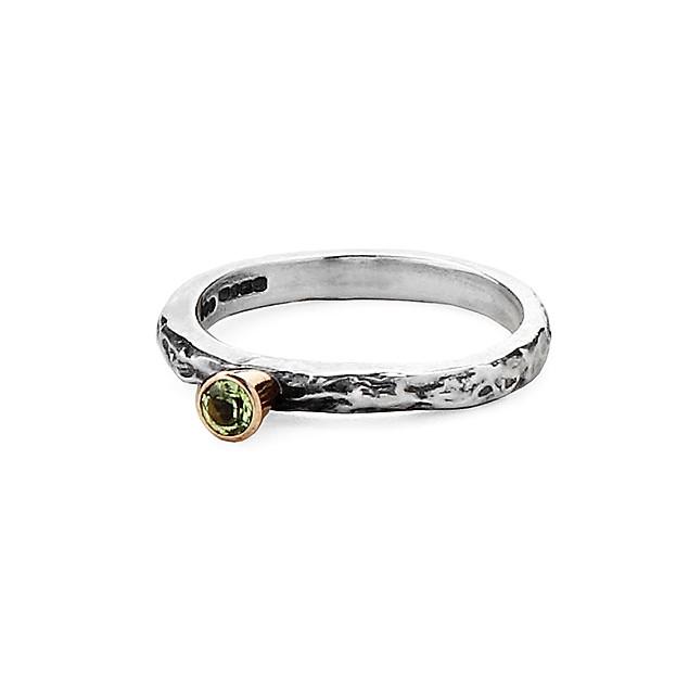 Slim Peridot Textured Treasure ring