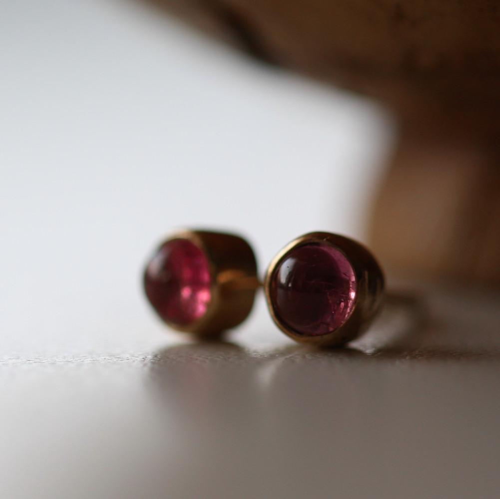 Pink Tourmaline Gold studs