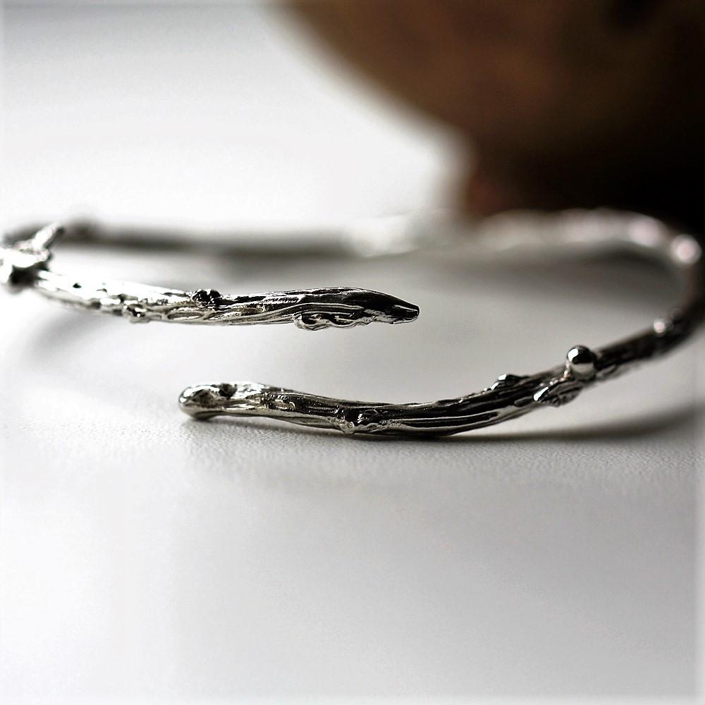 Silver Rose or Gold Twig Bangle