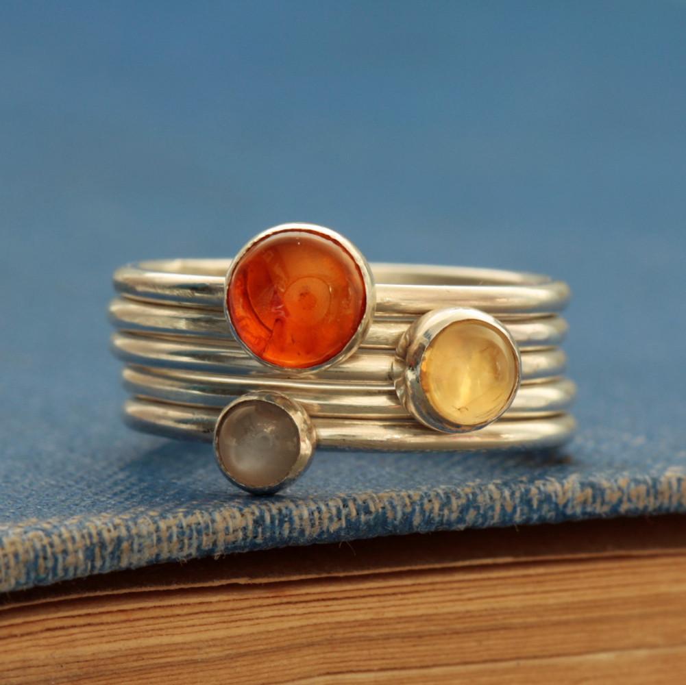 Sunrise Gemstone Stacking Ring Set