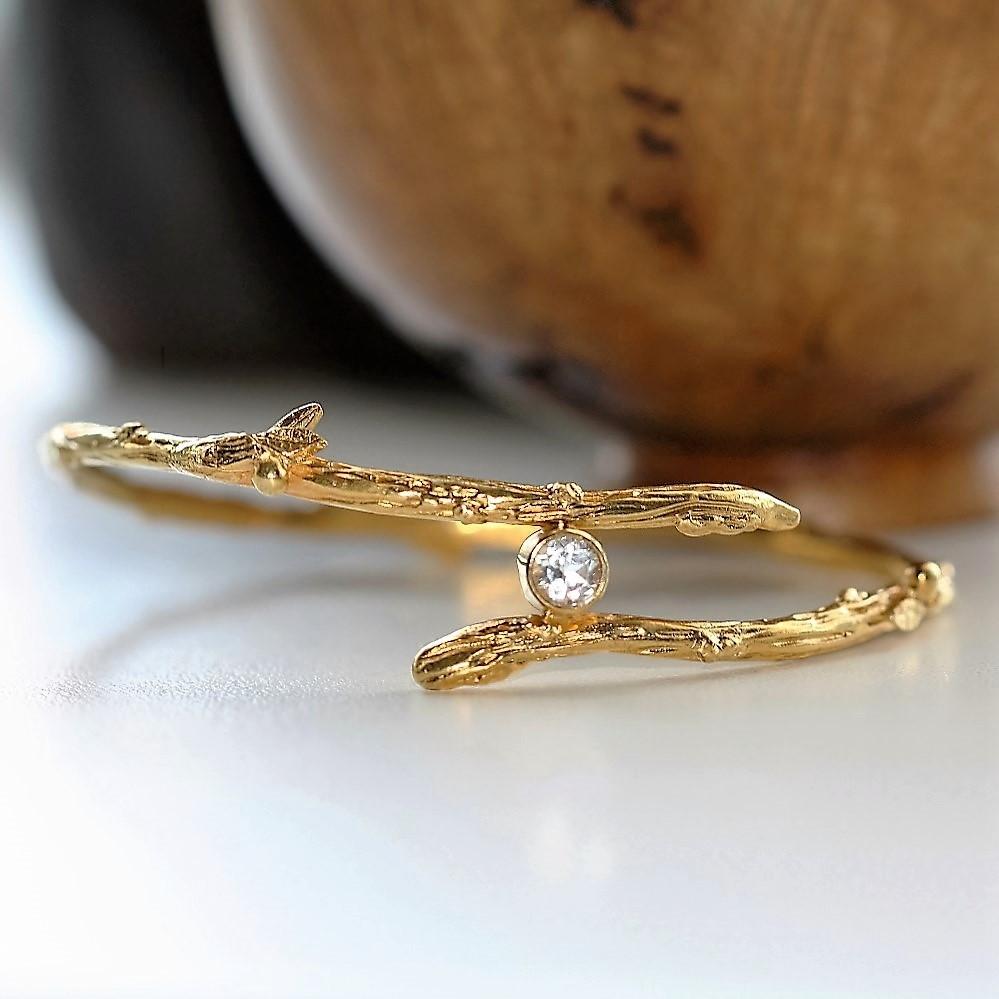 Gold Topaz Twig Bangle