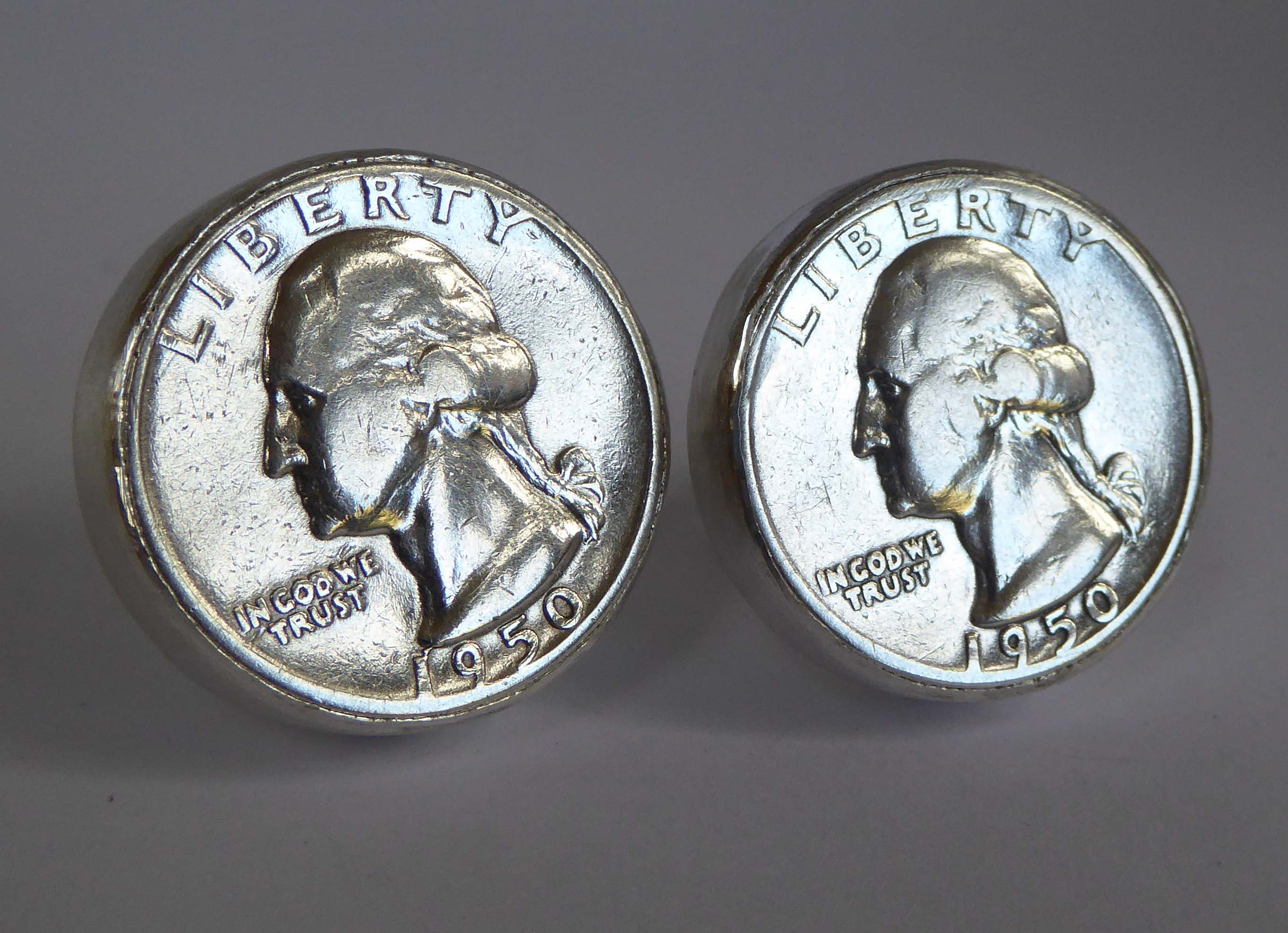 1950 silver 25cents sterling silver cufflinks hallmarked gifts for him anniversary birthday