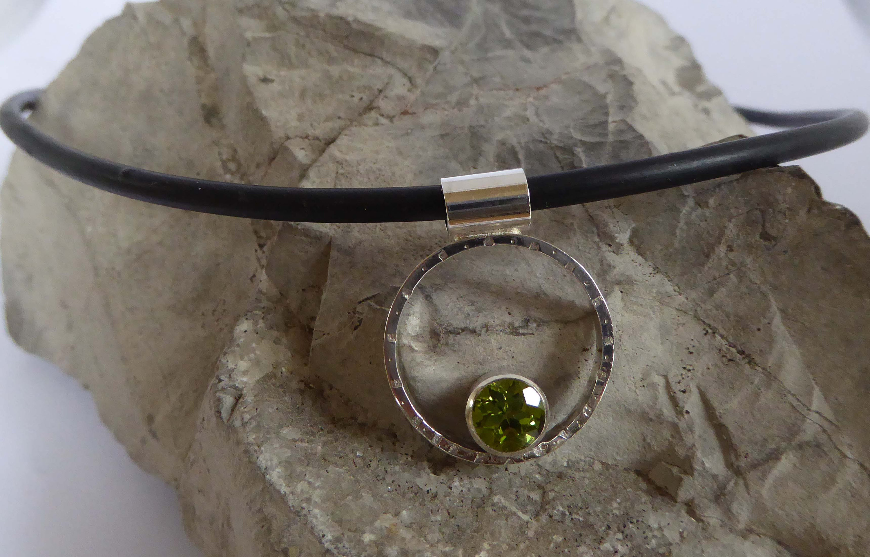 Peridot Sterling Silver circle pendant