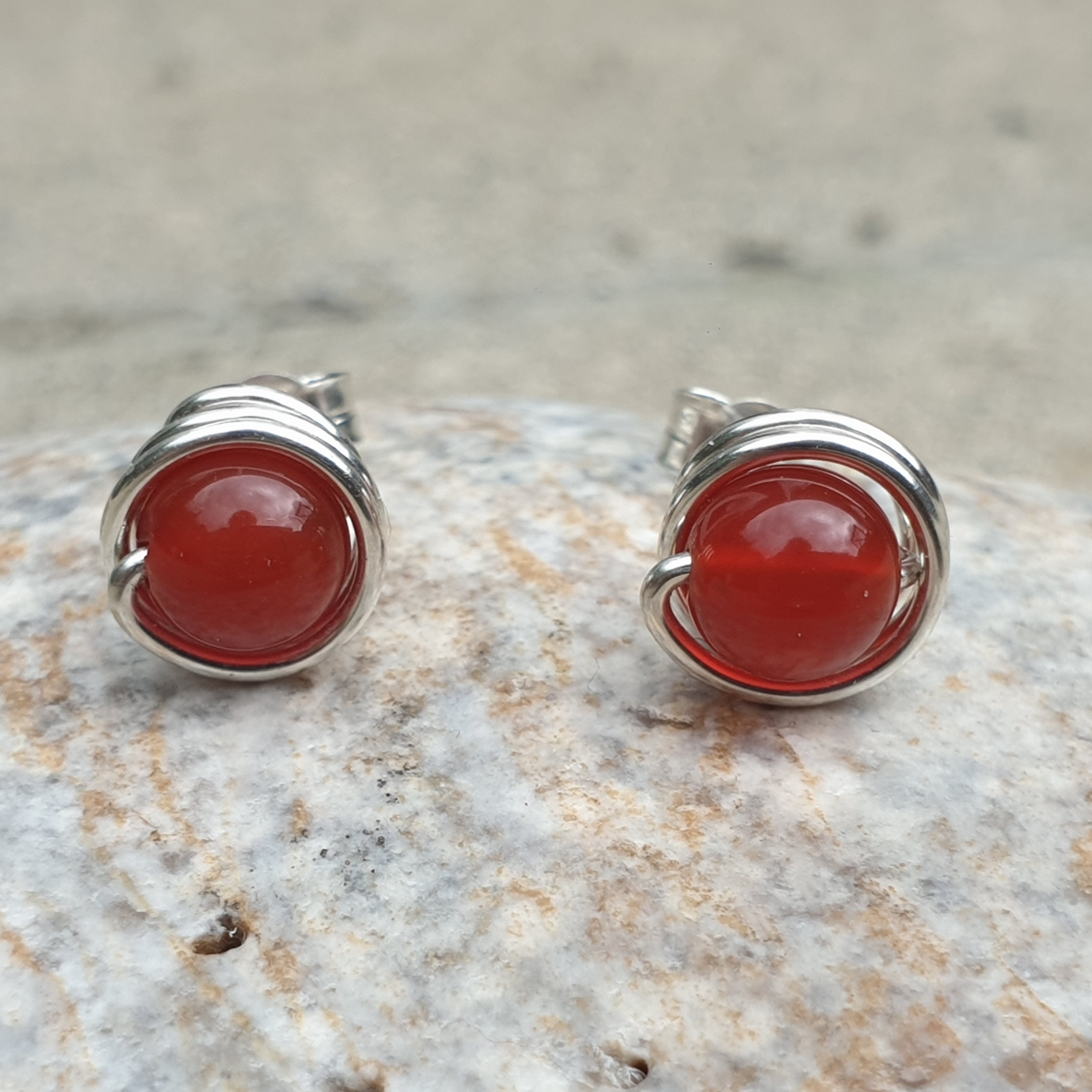 Energy - Carnelian Gemstone Stud Earrings