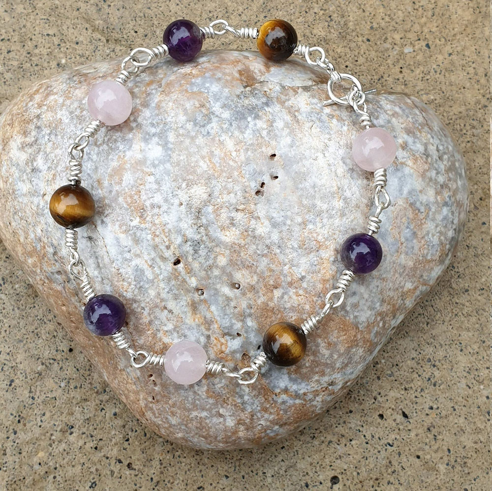 Love & Protection Gemstone Sterling Silver Bracelet