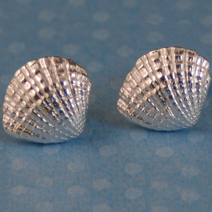 Silver Fan Shell Earrings