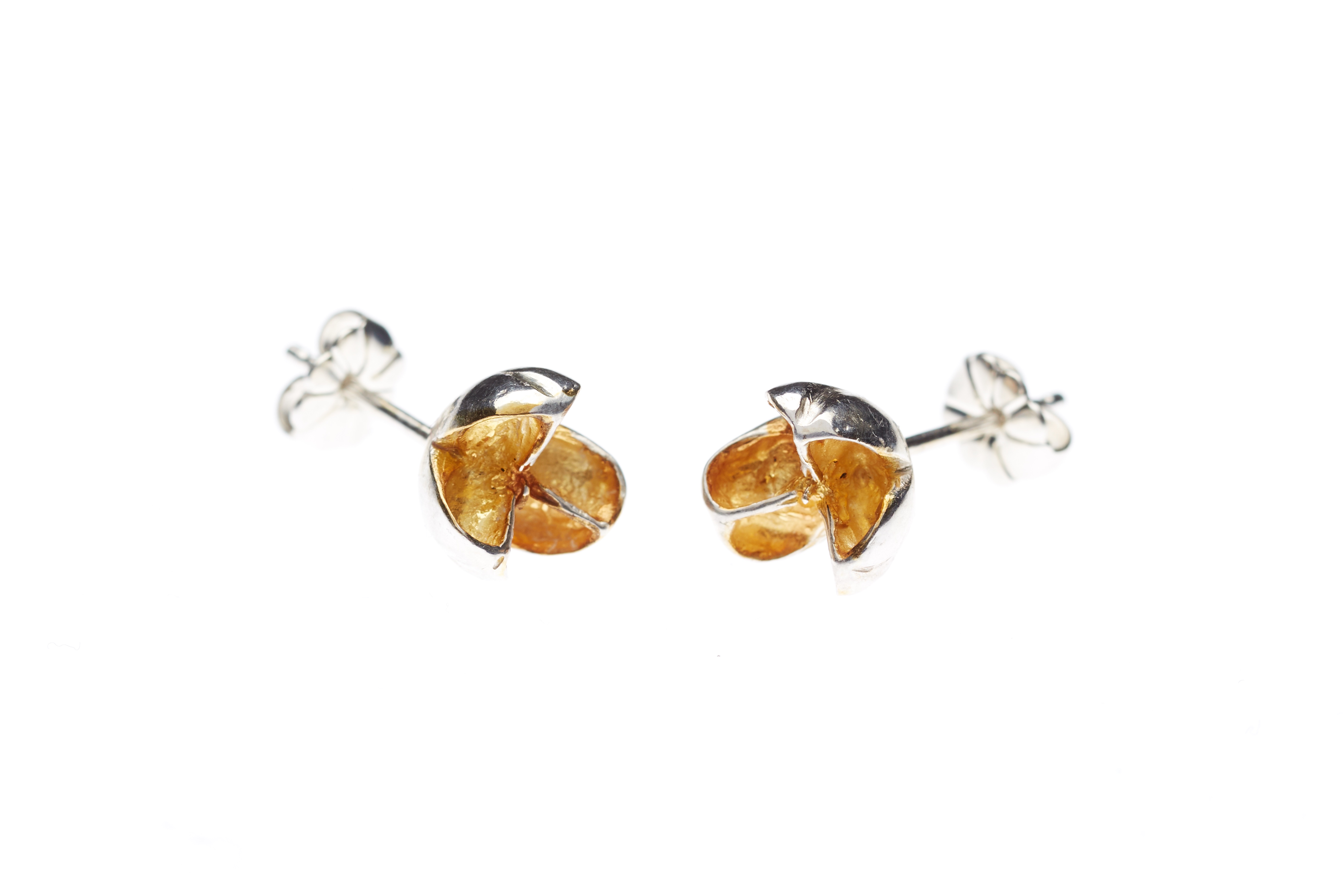 Allium Earrings Silver with Gold