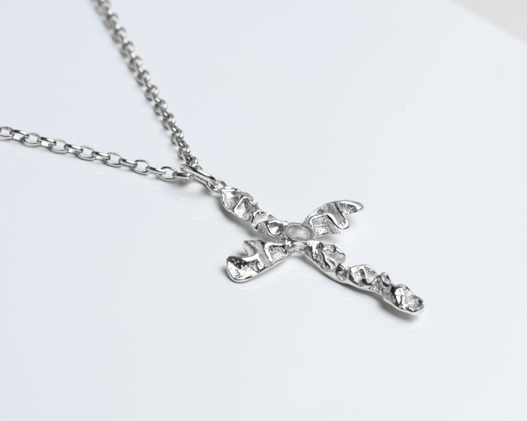 Sterling silver Crucifix with Quince texture.