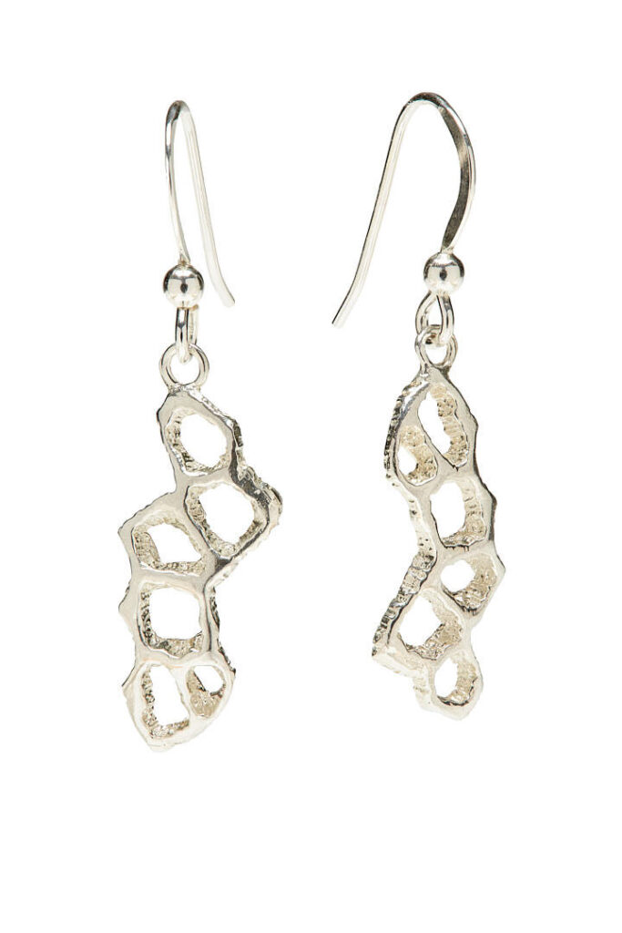 Sterling Silver dangle Coral Earrings.