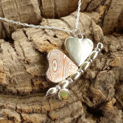 Silver Hearts Butterfly - one of a kind