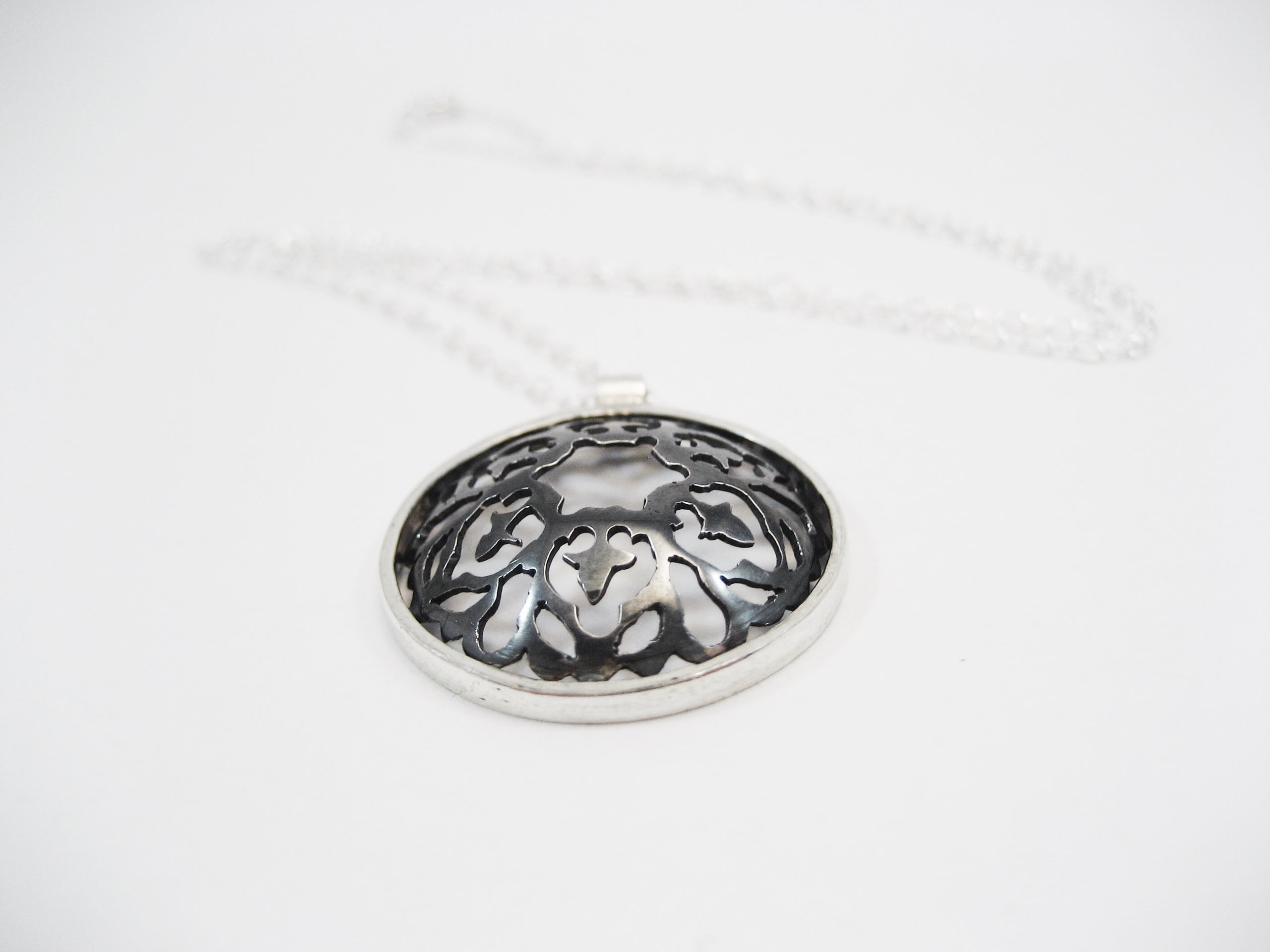 Mandala pendant two tone silver